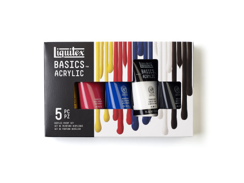 Zestaw farb akrylowych Basics Acrylic - Liquitex - 5 kolorów x 75 ml