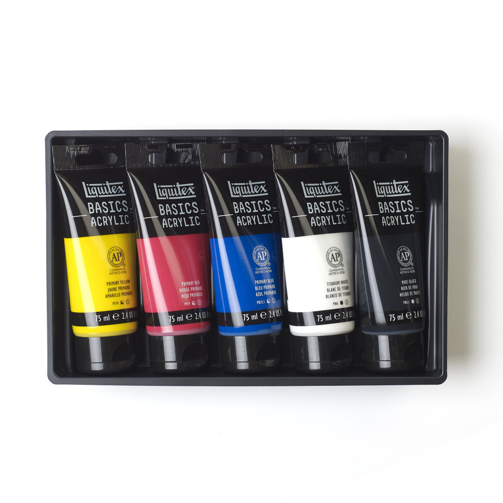 Set of Basics Acrylic paints - Liquitex - 5 colors x 75 ml