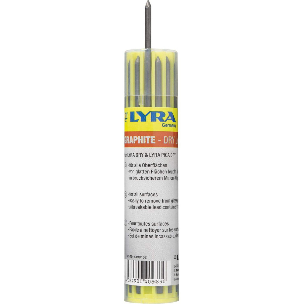 Graphite Dry pencil lead refills, 2,8 mm - Lyra - black, 12 pcs.