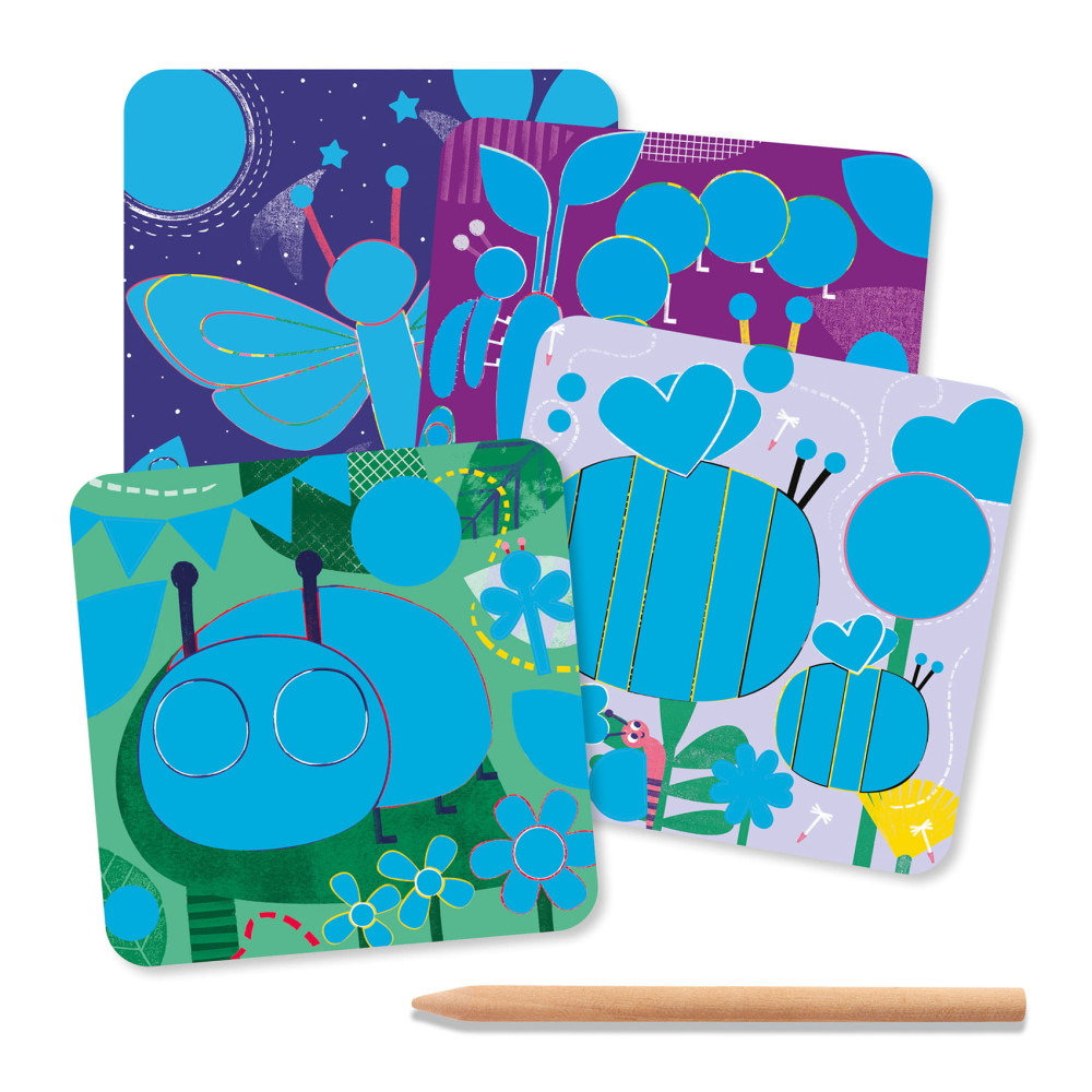 Scratch boards for children - Djeco - Insects, 4 sheets