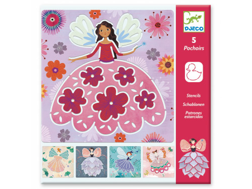 Stencils for children - Djeco - Fairies, 5 sheets
