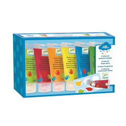 Zestaw farb do malowania palcami dla dzieci - Djeco - 6 kolorów x 75 ml