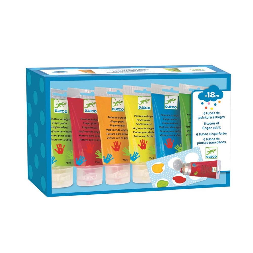 Set of finger paints for children - Djeco - 6 colors x 75 ml