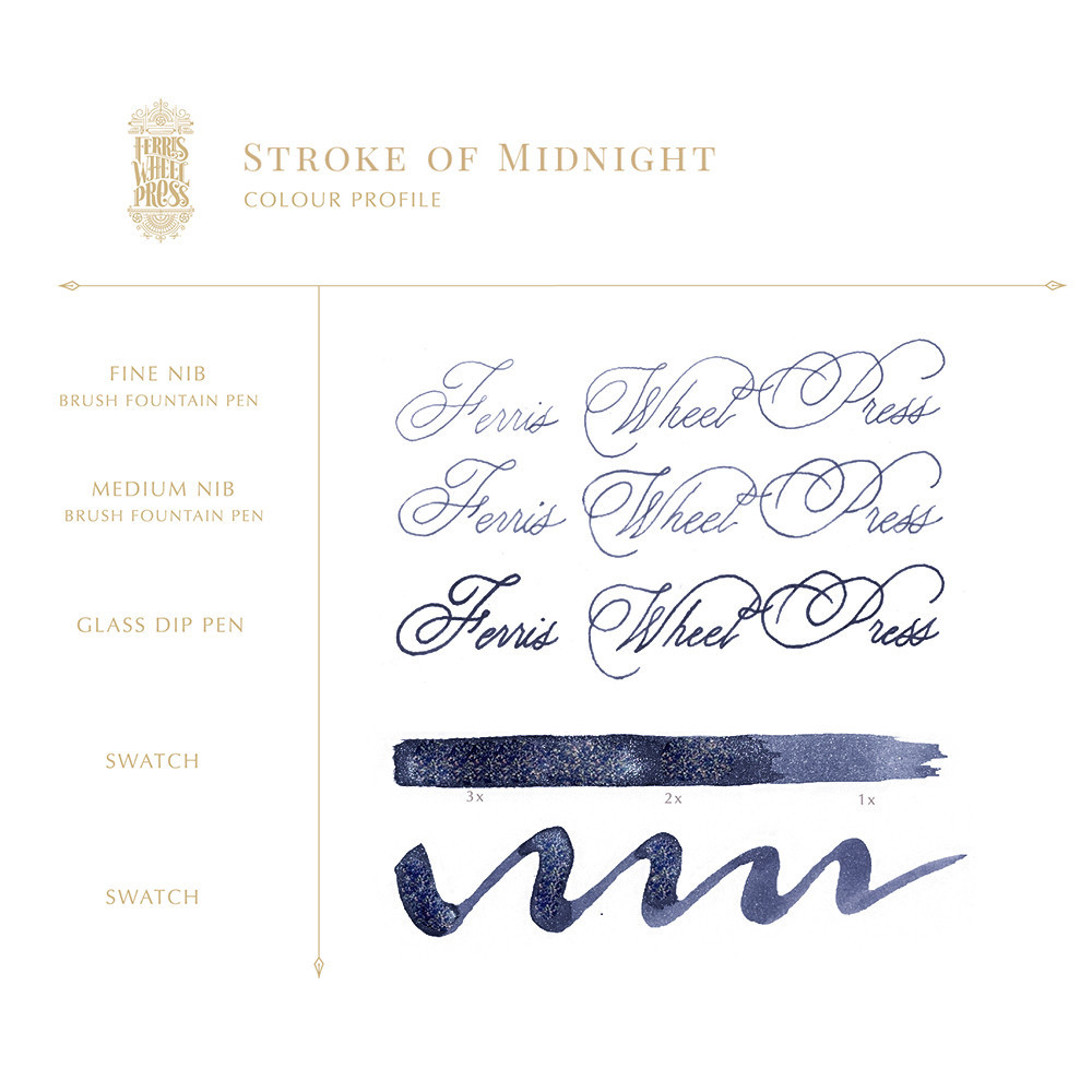 Calligraphy ink - Ferris Wheel Press - Stroke of Midnight, 38 ml