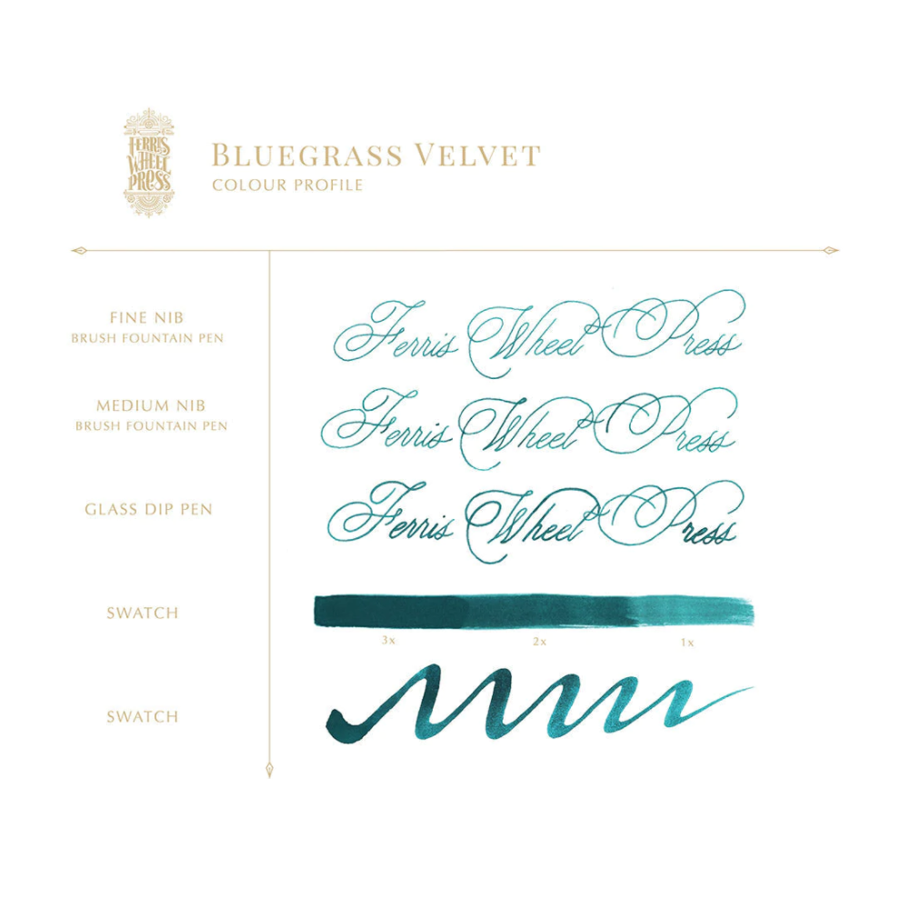 Calligraphy ink - Ferris Wheel Press - Bluegrass Velvet, 38 ml