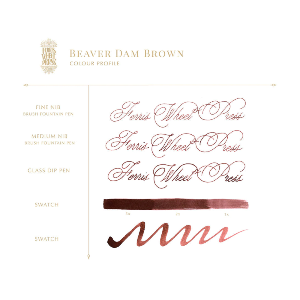 Calligraphy ink - Ferris Wheel Press - Beaver Dam Brown, 38 ml