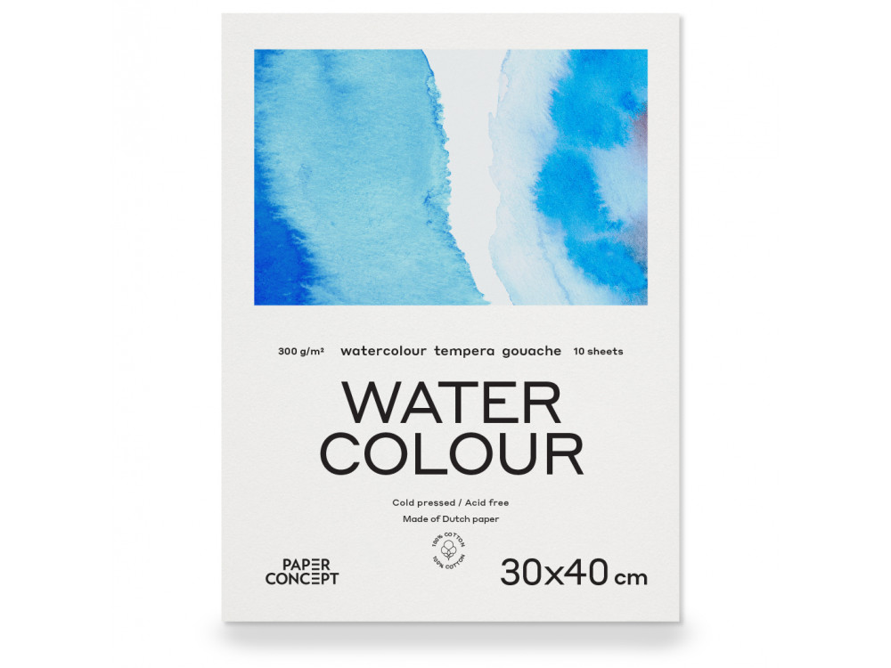 100% Cotton paper pad - PaperConcept - 30 x 40 cm, 300 g, 10 sheets