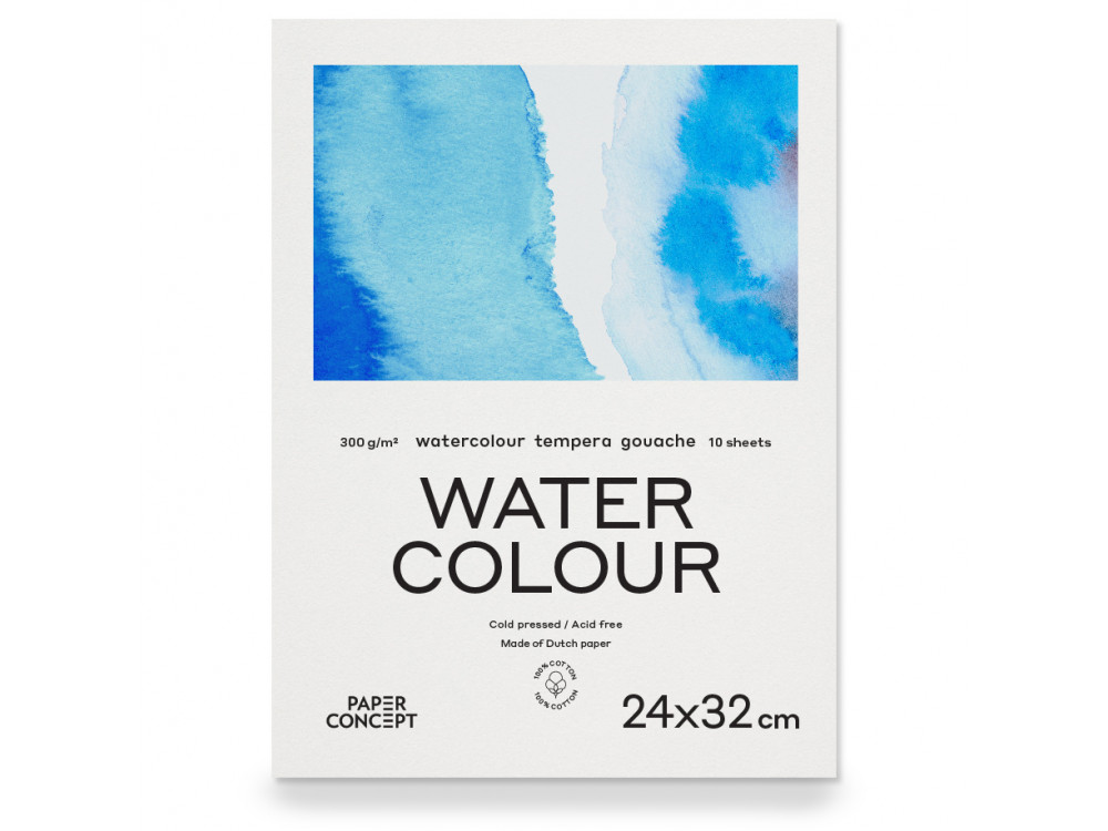 100% Cotton paper pad - PaperConcept - 24 x 32 cm, 300 g, 10 sheets