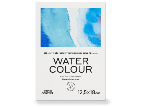 100% Cotton paper pad - PaperConcept - 12,5 x 18 cm, 300 g, 10 sheets