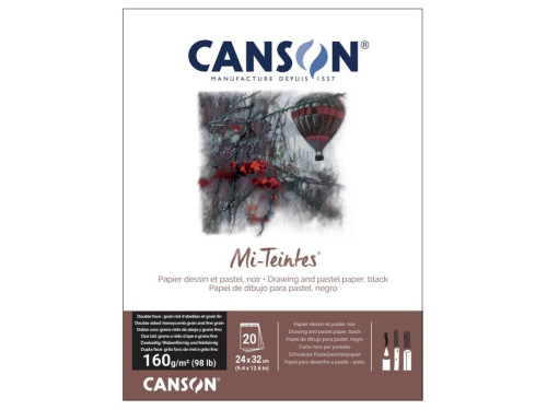 Blok do pasteli Mi-Teintes - Canson - czarny, 24 x 32 cm, 160 g, 20 ark.