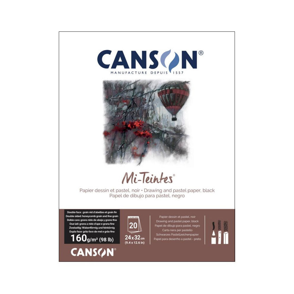 Mi Teintes paper pad for pastels - Canson - black, 24 x 32 cm, 160 g, 20 sheets