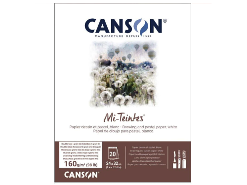 Mi Teintes paper pad for pastels - Canson - white, 24 x 32 cm, 160 g, 20 sheets