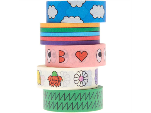 Set of washi tapes - Paper Poetry - Eye Candy, 15 mm x 10 m, 5 pcs.