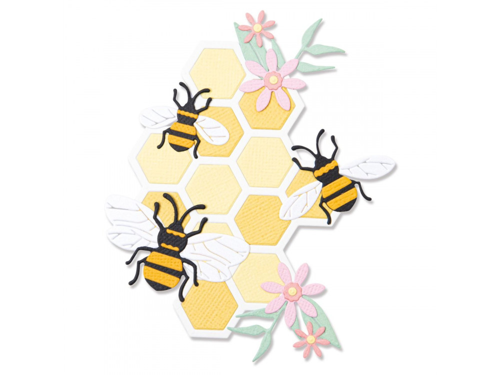 Zestaw wykrojników Thinlits - Sizzix - Bee Hive, 11 szt.