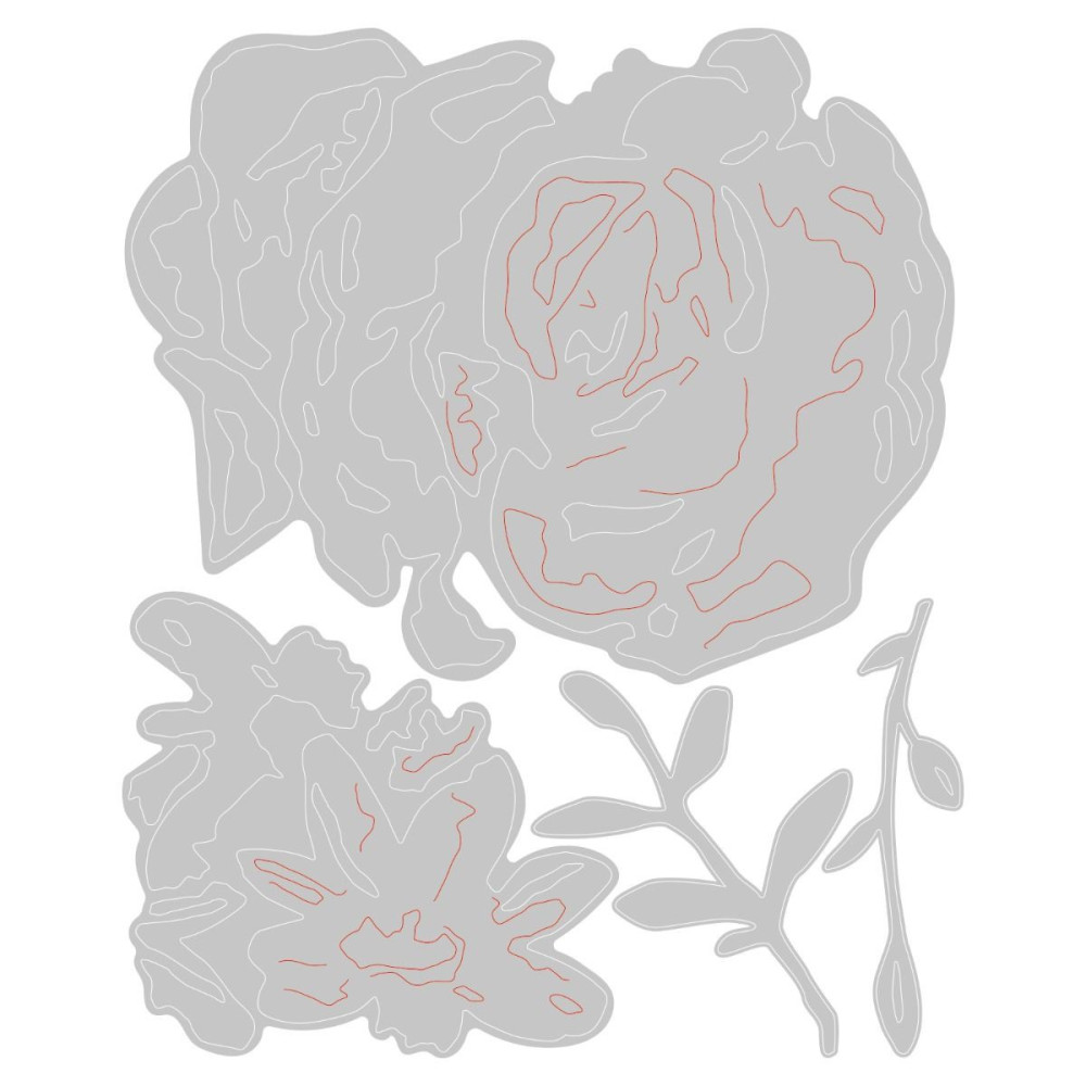 Zestaw wykrojników Thinlits - Sizzix - Brushstroke Flowers 4, 4 szt.