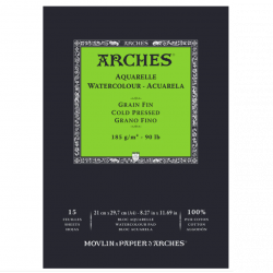 Blok do akwareli - Arches - cold pressed, A4, 185 g, 15 ark.
