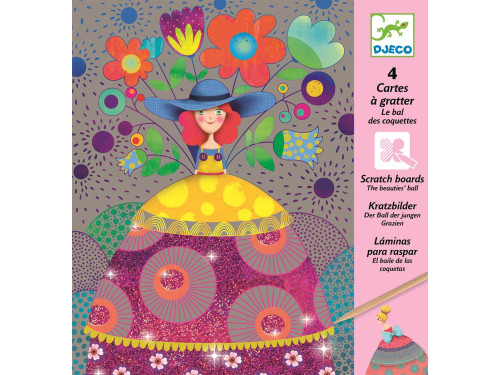 Scratch boards for children - Djeco - The beauties' ball, 4 sheets