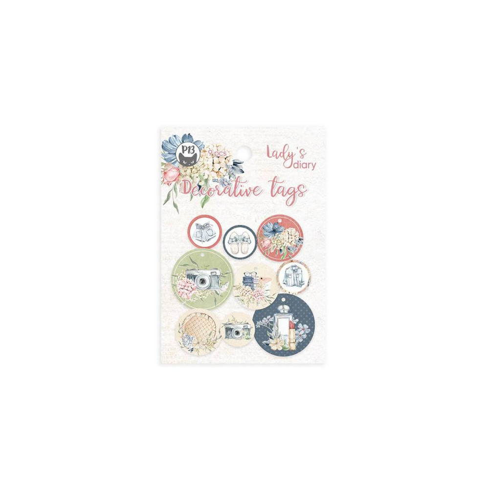 Decorative tag set - Piątek Trzynastego - Lady's Diary 01, 9 pcs