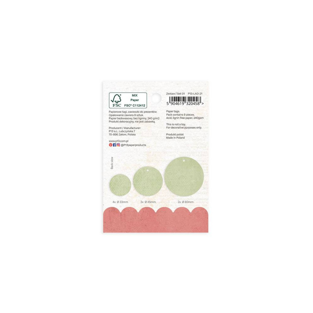 Decorative tag set - Piątek Trzynastego - Lady's Diary 01, 9 pcs