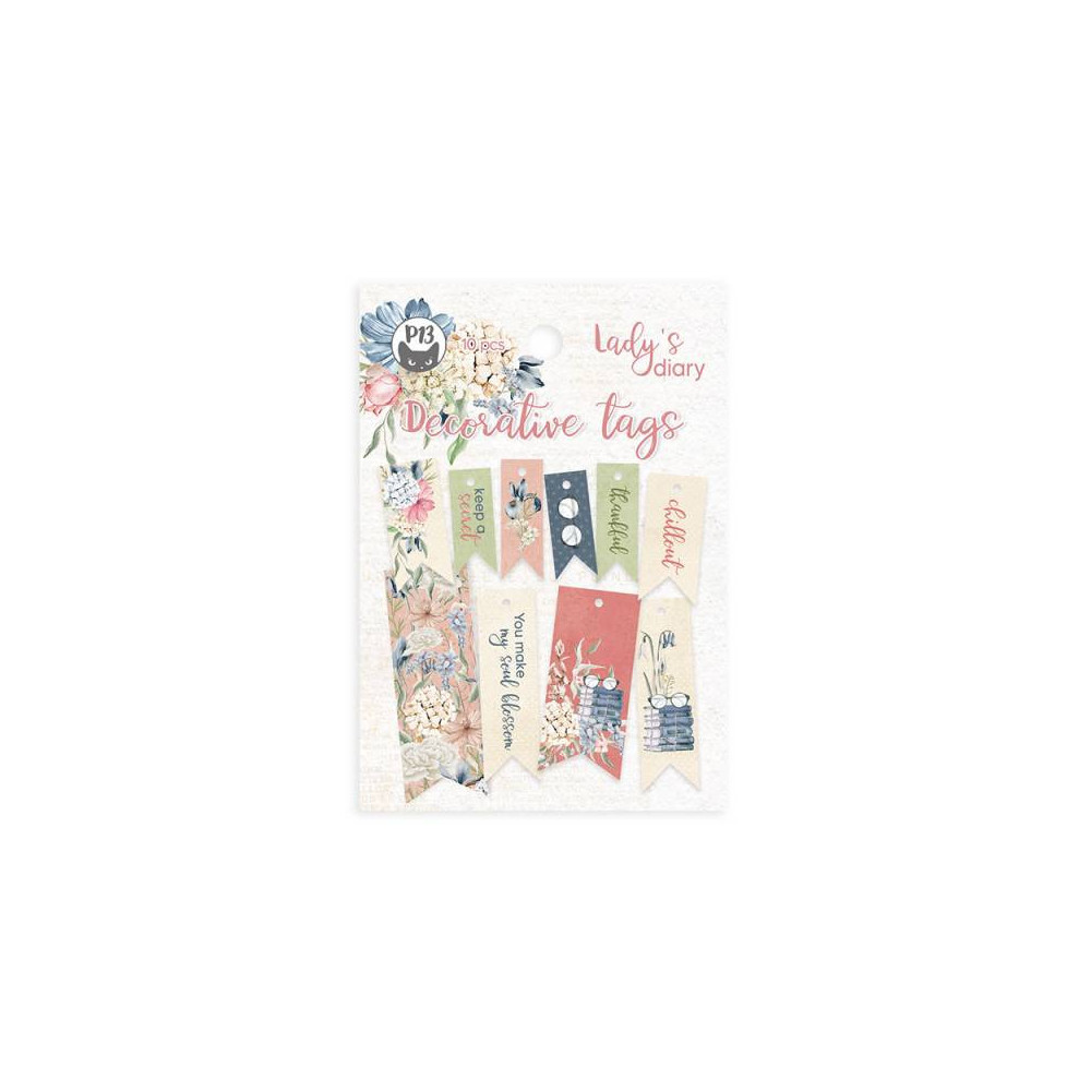 Decorative tag set - Piątek Trzynastego - Lady's Diary 02, 10 pcs