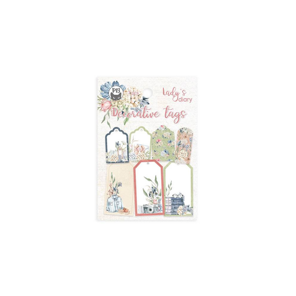 Decorative tag set - Piątek Trzynastego - Lady's Diary 03, 7 pcs