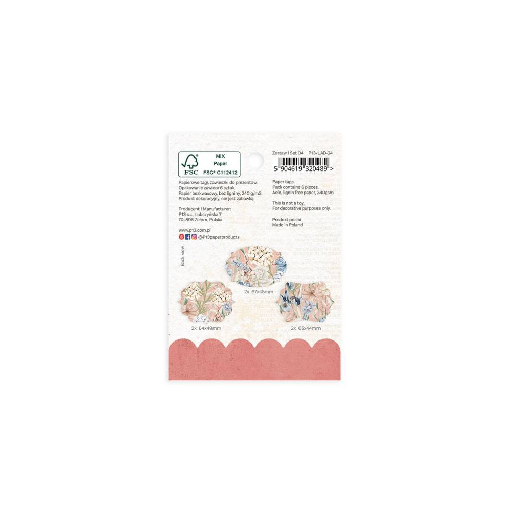 Decorative tag set - Piątek Trzynastego - Lady's Diary 04, 6 pcs