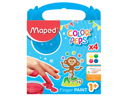 Zestaw farb do malowania palcami Color'Peps - Maped - 4 kolory x 80 g