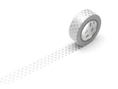 Taśma papierowa washi - MT Masking Tape - Dot Silver, 7 m