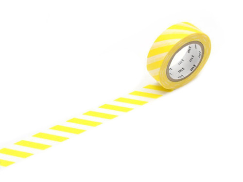 Taśma papierowa washi - MT Masking Tape - Stripe Lemon, 7 m