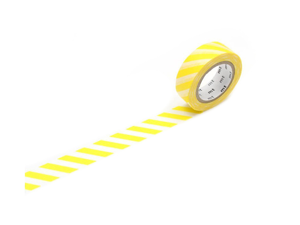 Taśma papierowa washi - MT Masking Tape - Stripe Lemon, 7 m
