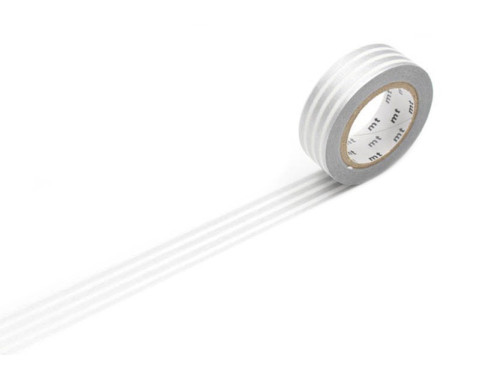 Taśma papierowa washi - MT Masking Tape - Border Silver, 7 m