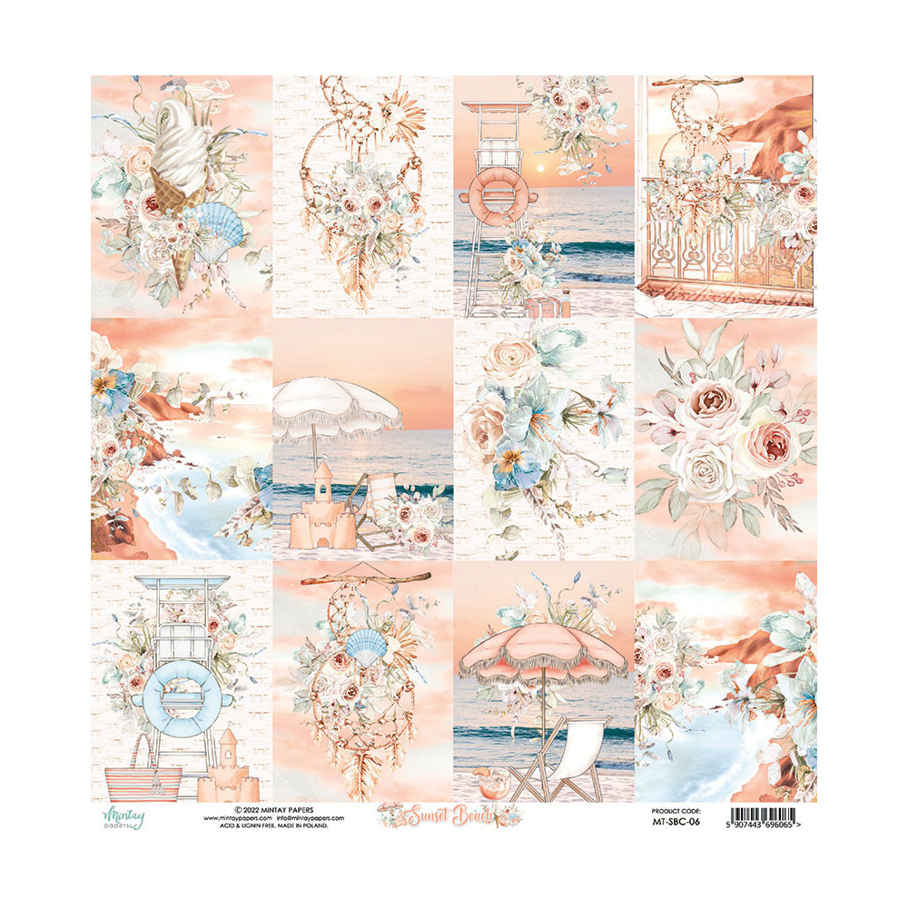 Scrapbooking paper 30,5 x 30,5 cm - Mintay - Sunset Beach 06
