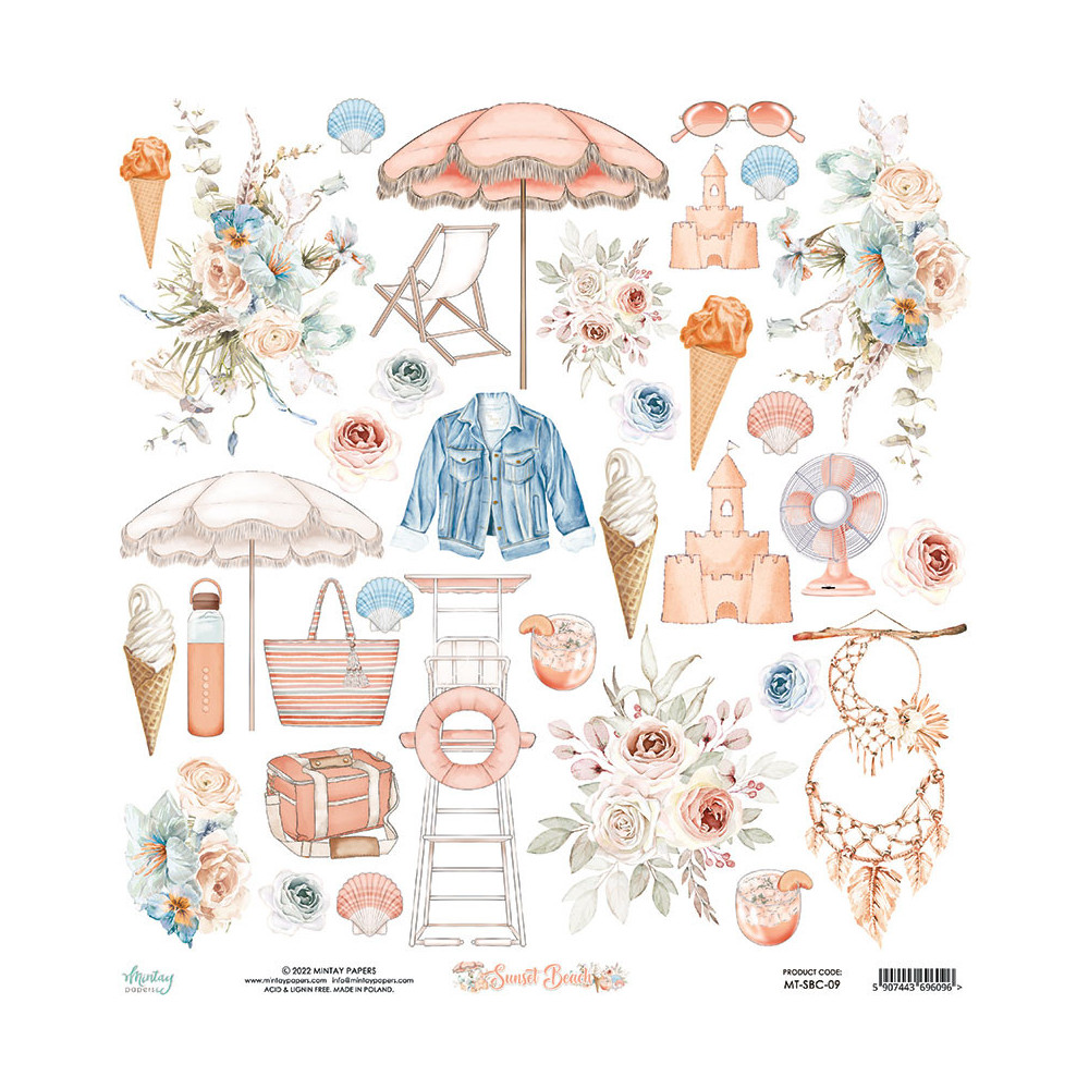 Zestaw papierów do scrapbookingu 15,2 x 15,2 cm - Mintay - Sunset Beach