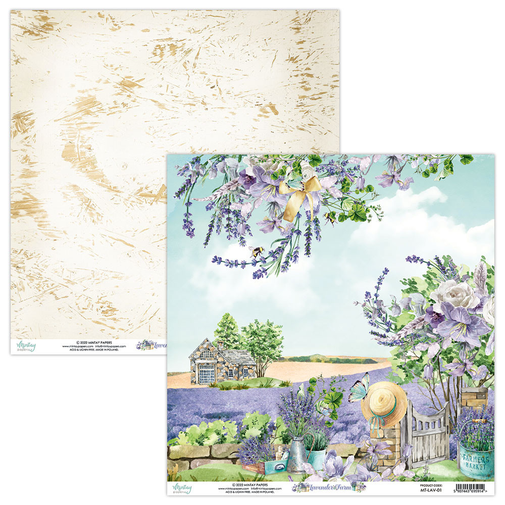 Papier do scrapbookingu 30,5 x 30,5 cm - Mintay - Lavender Farm 01