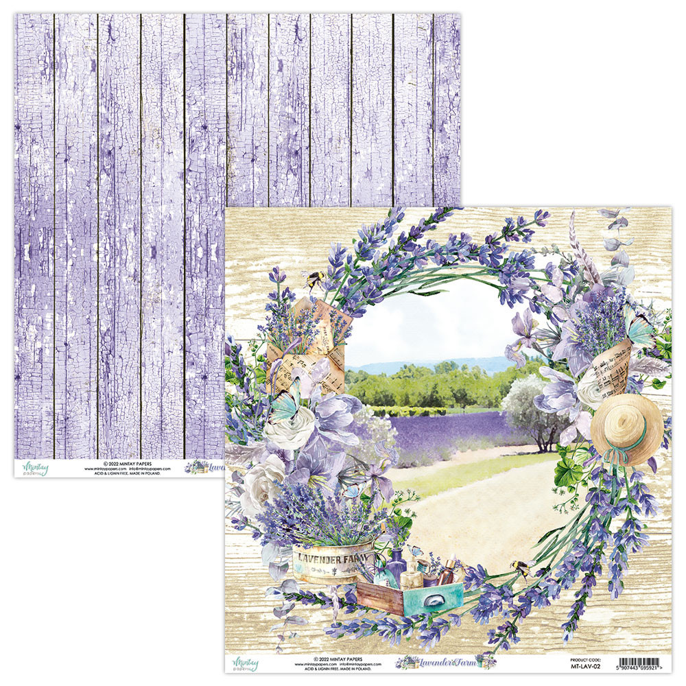 Set of scrapbooking papers 15,2 x 15,2 cm - Mintay - Lavender Farm