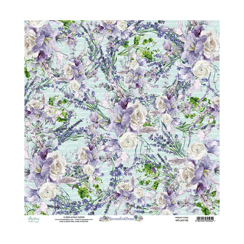 Set of scrapbooking papers 15,2 x 15,2 cm - Mintay - Lavender Farm