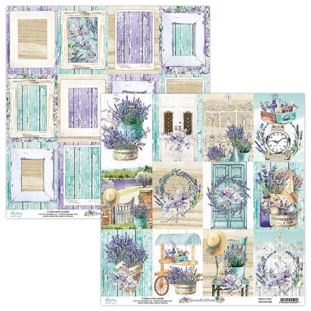 Zestaw papierów do scrapbookingu 15,2 x 15,2 cm - Mintay - Lavender Farm