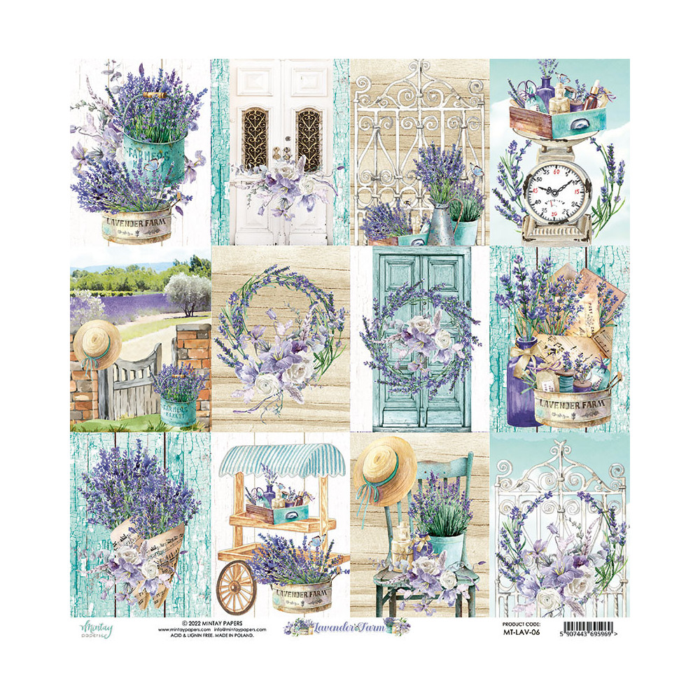 Zestaw papierów do scrapbookingu 15,2 x 15,2 cm - Mintay - Lavender Farm
