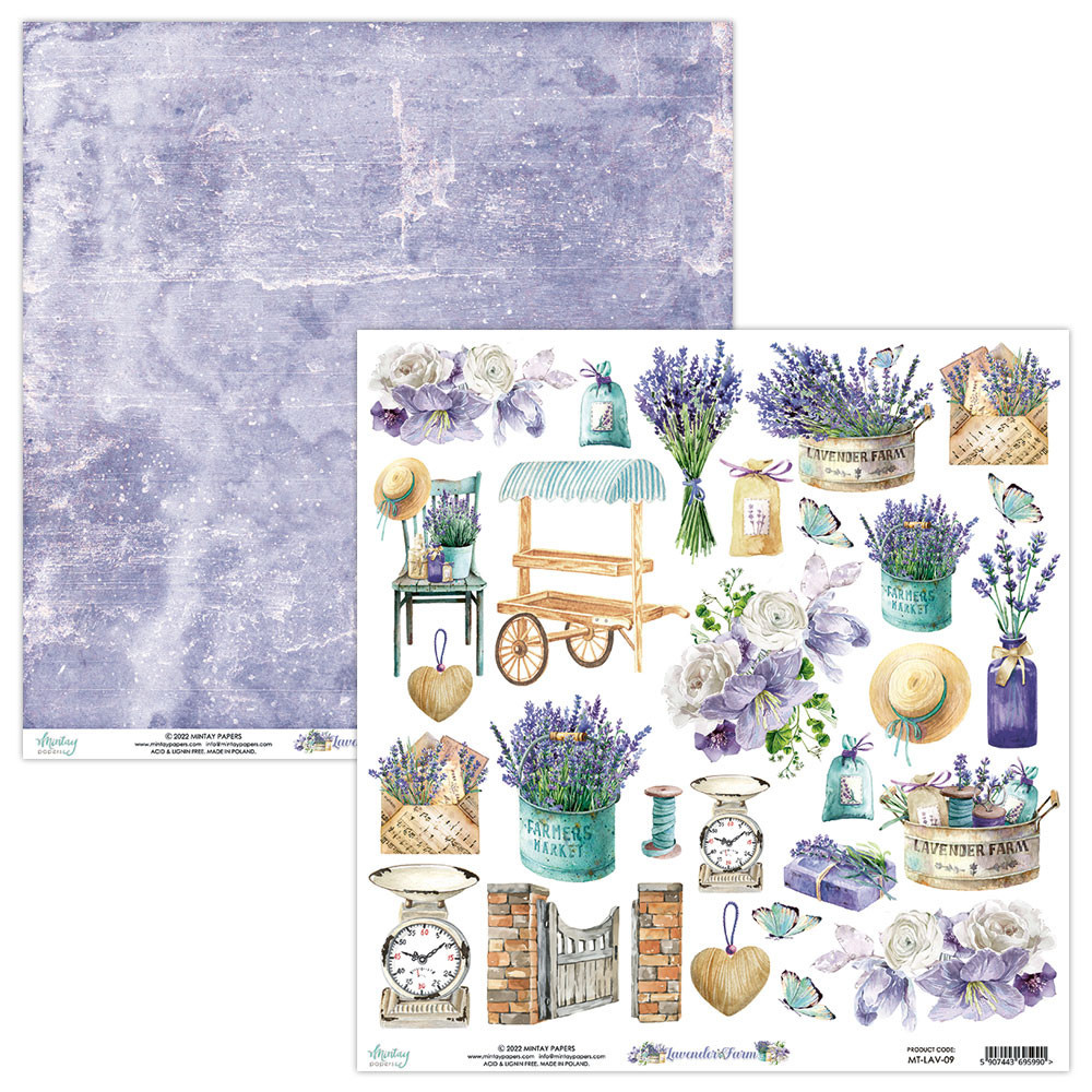 Zestaw papierów do scrapbookingu 15,2 x 15,2 cm - Mintay - Lavender Farm