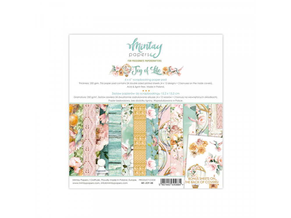 Set of scrapbooking papers 15,2 x 15,2 cm - Mintay - Joy of Life