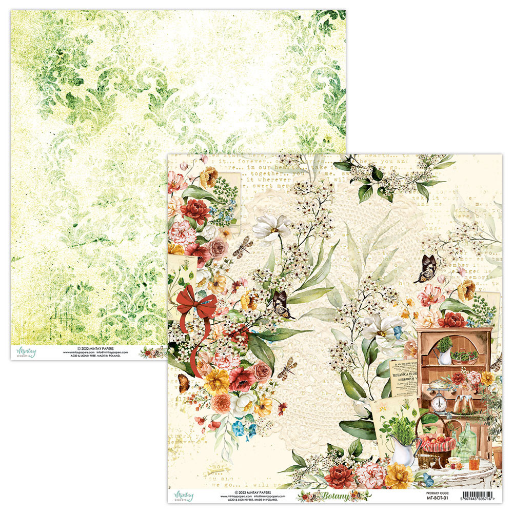 Papier do scrapbookingu 30,5 x 30,5 cm - Mintay - Botany 01