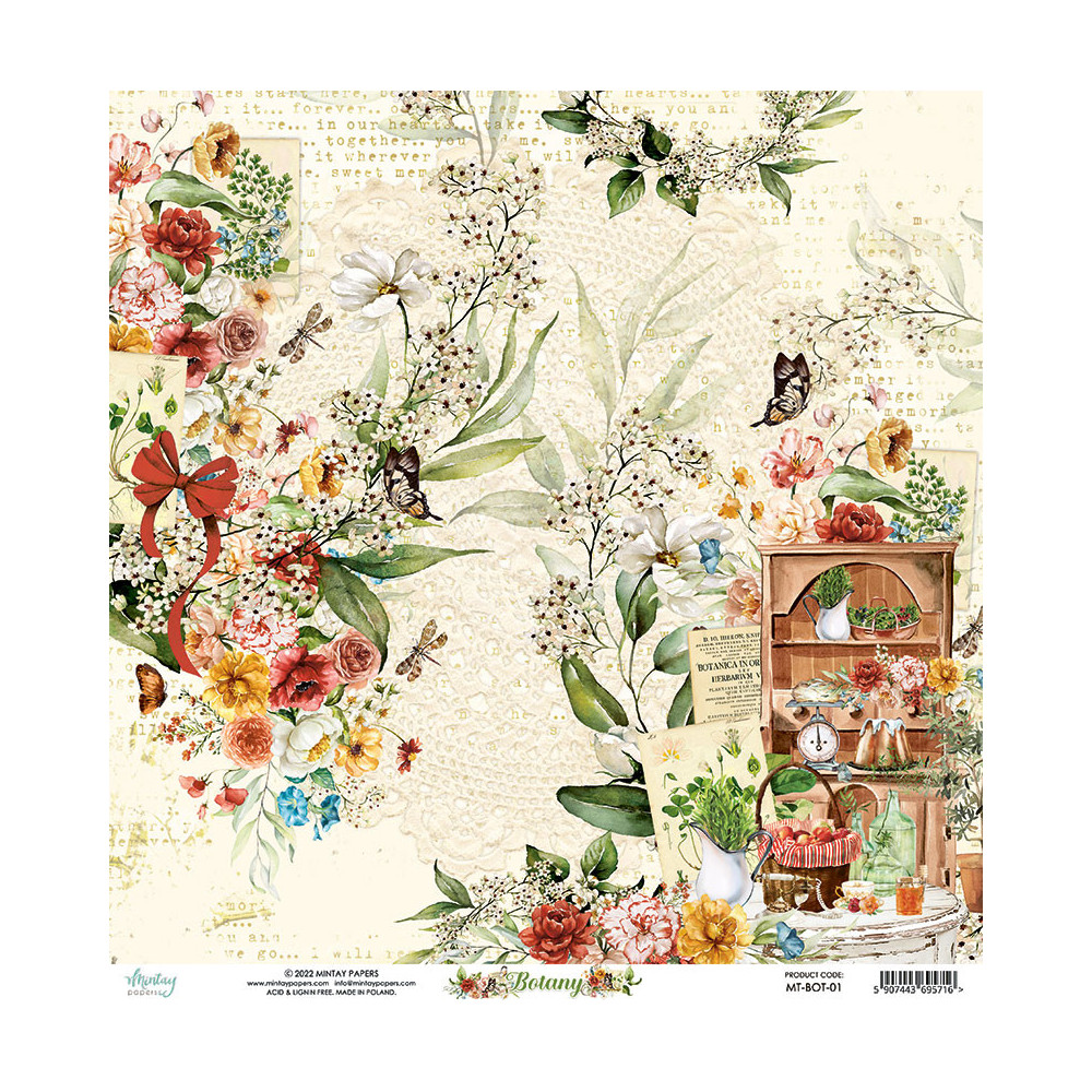 Papier do scrapbookingu 30,5 x 30,5 cm - Mintay - Botany 01