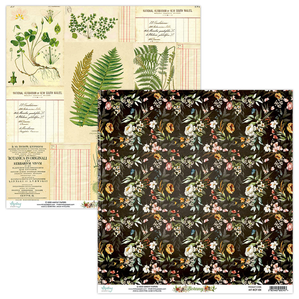 Papier do scrapbookingu 30,5 x 30,5 cm - Mintay - Botany 04