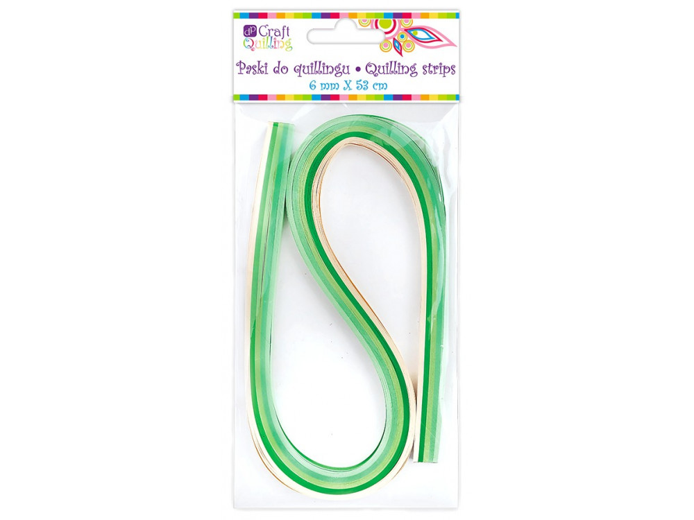 QUILLING STRIPS 6 MM - GREEN SHADES, 100 PCS