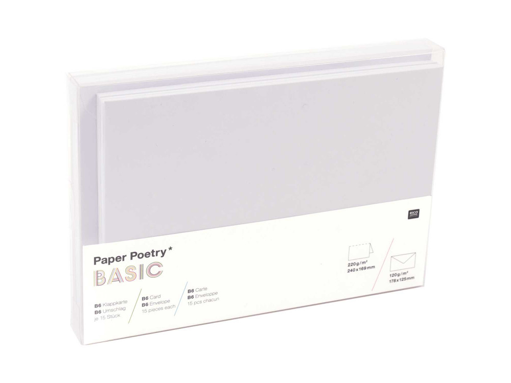 Zestaw kopert i kart - Paper Poetry - White, B6, 15 szt.