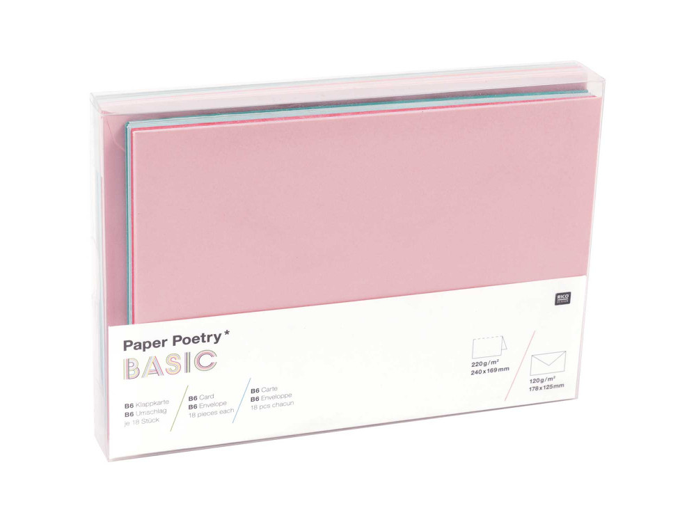 Set of folded cards and envelopes - Paper Poetry - Tropic, B6, 36 pcs.