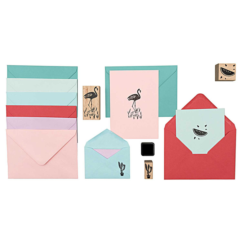 Set of folded cards and envelopes - Paper Poetry - Tropic, B6, 18 pcs.