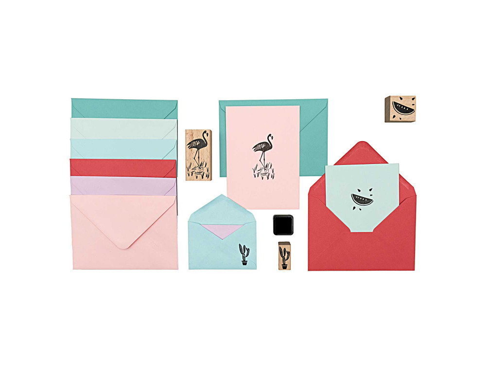 Set of folded cards and envelopes - Paper Poetry - Tropic, B6, 36 pcs.