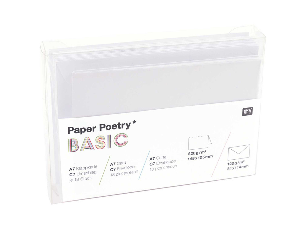 Zestaw kopert i kart - Paper Poetry - White, C7, 36 szt.