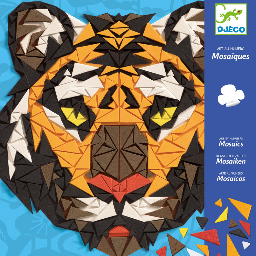 Mosaic Art by number set for kids - Djeco - Tiger and gorilla